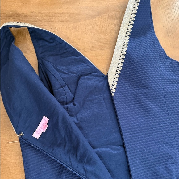 Lilly Pulitzer Navy Dress with Gold Trim - Picture 6 of 7